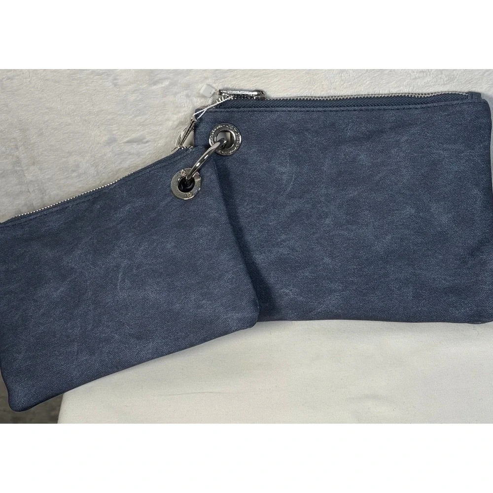 CXL by Christian Lacroix Luca PU Denim Double Slim Pouch Wristlet Indigo Denim